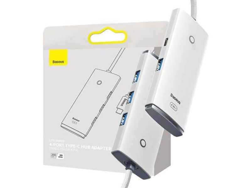Baseus Hub 4in1 Lite Series USB-C to 4x USB 3.0 + USB-C 2m (White) USB-Hubs - USB 3.0 - 4 - Weiß