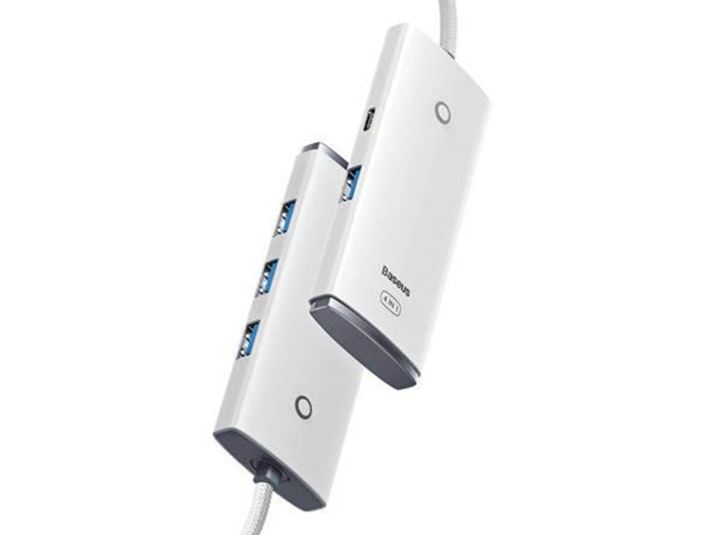 Baseus Hub 4in1 Lite Series USB-C to 4x USB 3.0 + USB-C 2m (White) USB-Hubs - USB 3.0 - 4 - Weiß