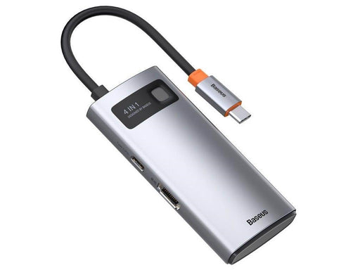 Baseus Hub 4in1 Metal Gleam Series USB-C to USB 3.0 + USB 2.0 + HDMI + USB-C PD USB-Hubs - USB 3.0 - 4 - Grau