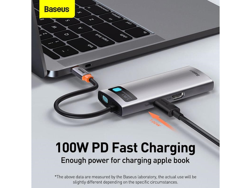 Baseus Hub 5in1 Metal Gleam Series USB-C to 3x USB 3.0 + HDMI + USB-C PD USB-Hubs - USB 3.0 - 5 - Grau