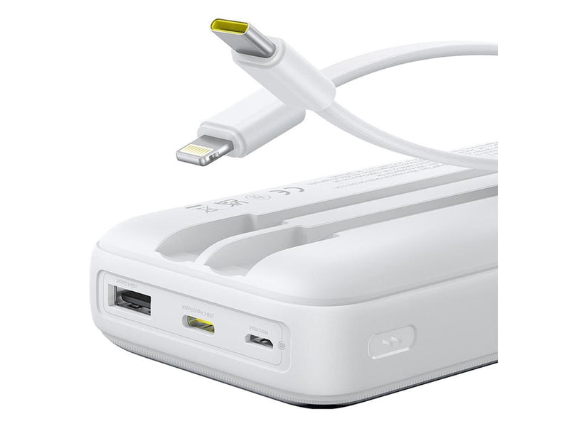 Baseus Lipow 20000mAh 22.5W Powerbank with two built-in cables with additional Simple USB-A - USB-C 3A 20cm cable - white - 20000 mAh