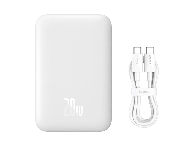 Baseus Magnetic Mini Air PPCXM06A 6000mAh 20W Power Bank with Simple Series USB-C Cable - White - 6000 mAh