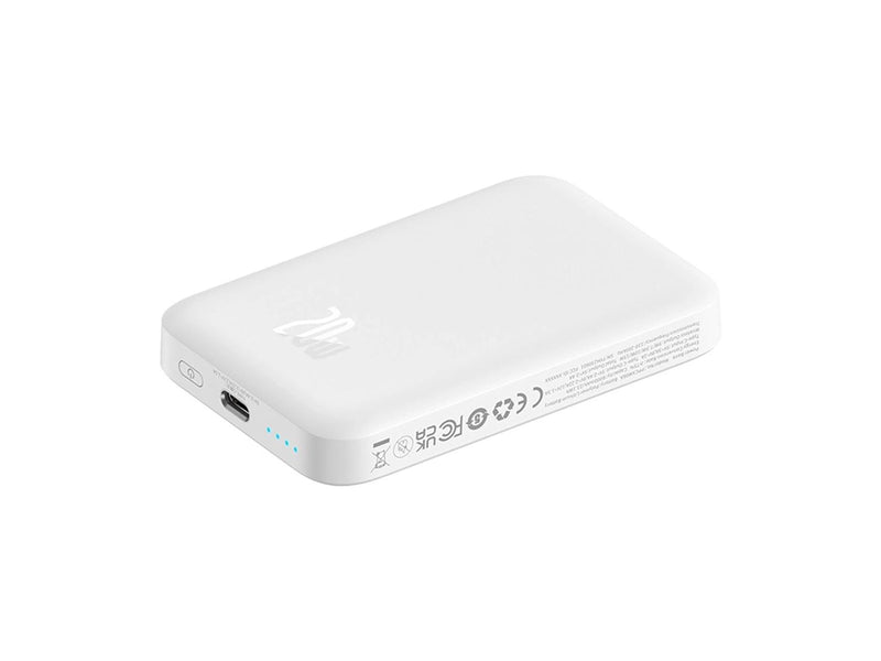 Baseus Magnetic Mini Air PPCXM06A 6000mAh 20W Power Bank with Simple Series USB-C Cable - White - 6000 mAh