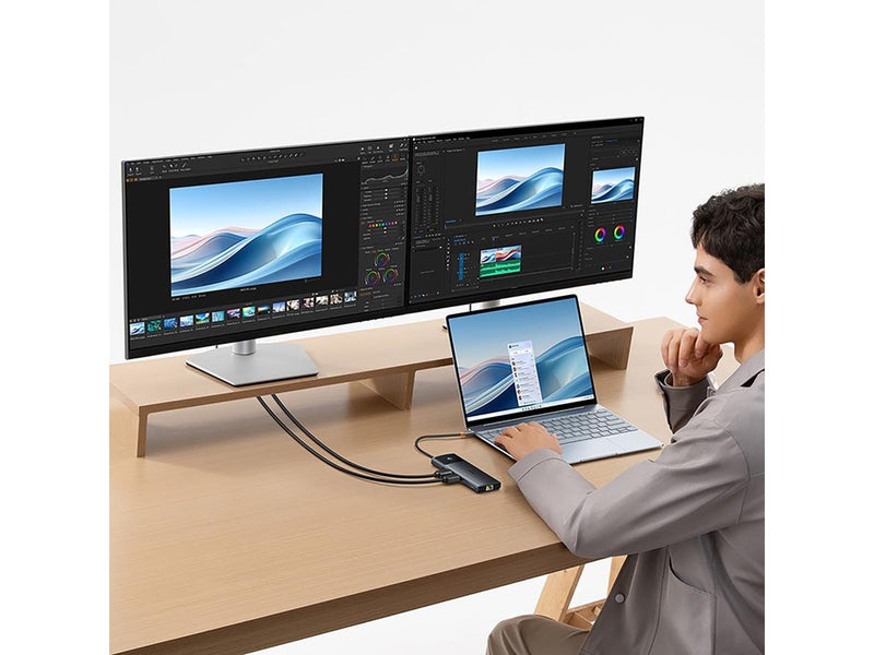 Baseus Metal Gleam II 10in1 HDMI USB-A USB-C RJ45 SD/TF Hub - Gray USB-Hubs