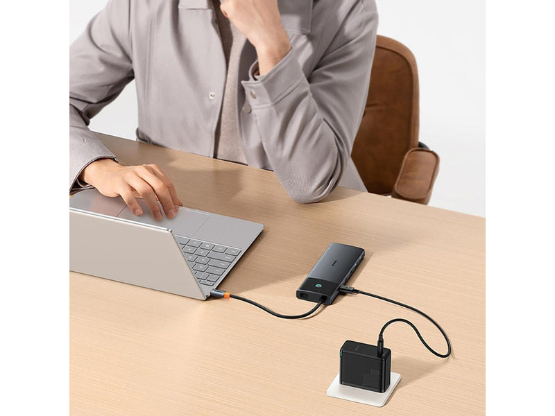 Baseus Metal Gleam II 10in1 HDMI USB-A USB-C RJ45 SD/TF Hub - Gray USB-Hubs