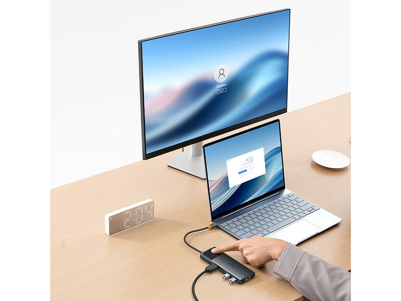 Baseus Metal Gleam II 10in1 HDMI USB-A USB-C RJ45 SD/TF Hub - Gray USB-Hubs