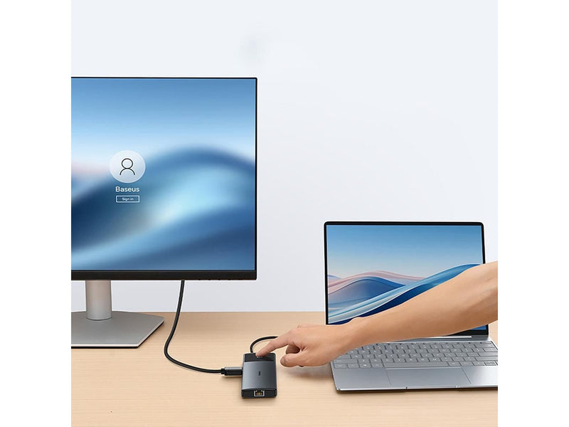 Baseus Metal Gleam II 10in1 HDMI USB-A USB-C RJ45 SD/TF Hub - Gray USB-Hubs