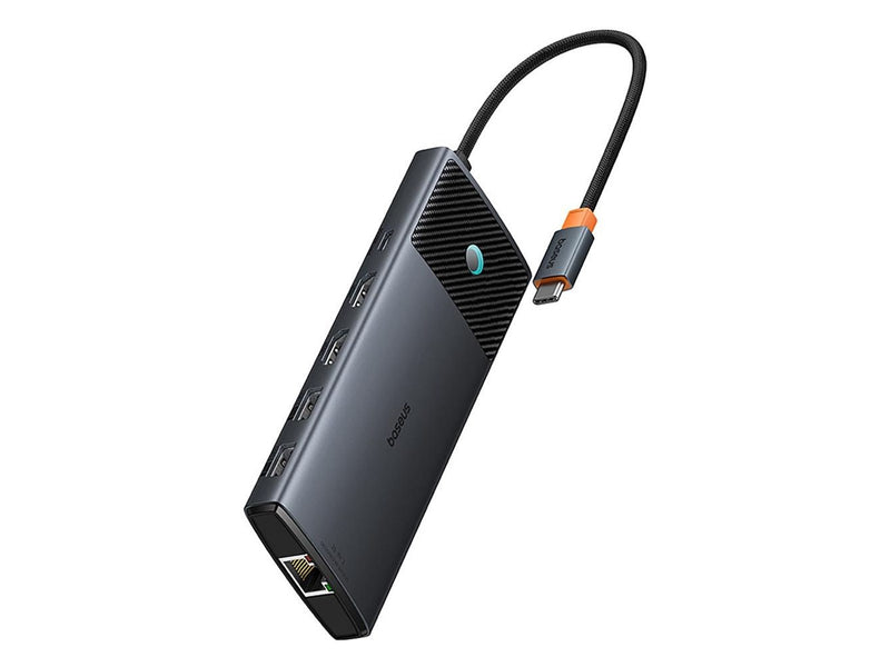 Baseus Metal Gleam II 10in1 HDMI USB-A USB-C RJ45 SD/TF Hub - Gray USB-Hubs
