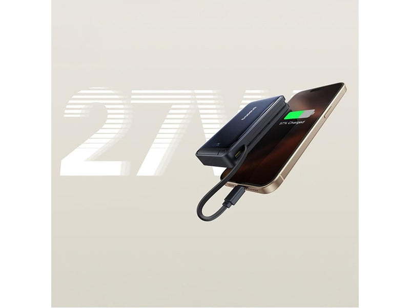 Baseus Nomos 10000mAh 30W Qi2 Power Bank with MagSafe Compatible Stand with Built-in USB-C Cable - Black - 10000 mAh