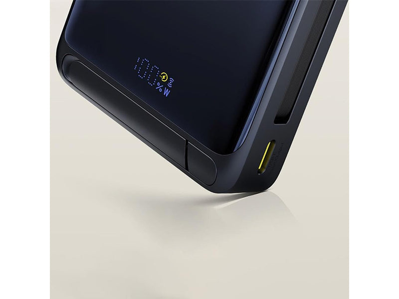 Baseus Nomos 10000mAh 30W Qi2 Power Bank with MagSafe Compatible Stand with Built-in USB-C Cable - Black - 10000 mAh