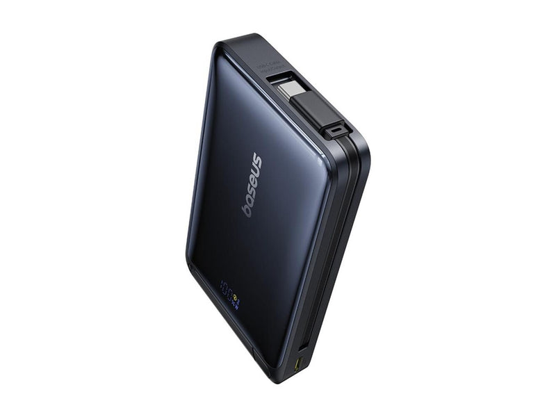 Baseus Nomos 10000mAh 30W Qi2 Power Bank with MagSafe Compatible Stand with Built-in USB-C Cable - Black - 10000 mAh
