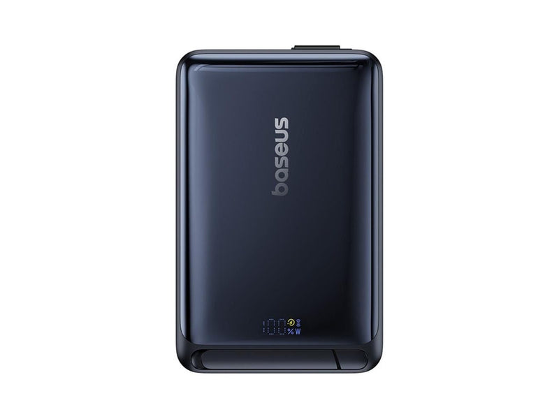 Baseus Nomos 10000mAh 30W Qi2 Power Bank with MagSafe Compatible Stand with Built-in USB-C Cable - Black - 10000 mAh