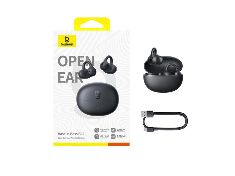 Baseus OWS  Bass BC1 Earphones with Clip - Black