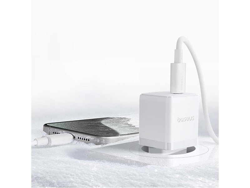 Baseus Palm 1C 20W Wall Charger (with  Mini White USB-C 60W (20V/3A) 1m Cable) - White