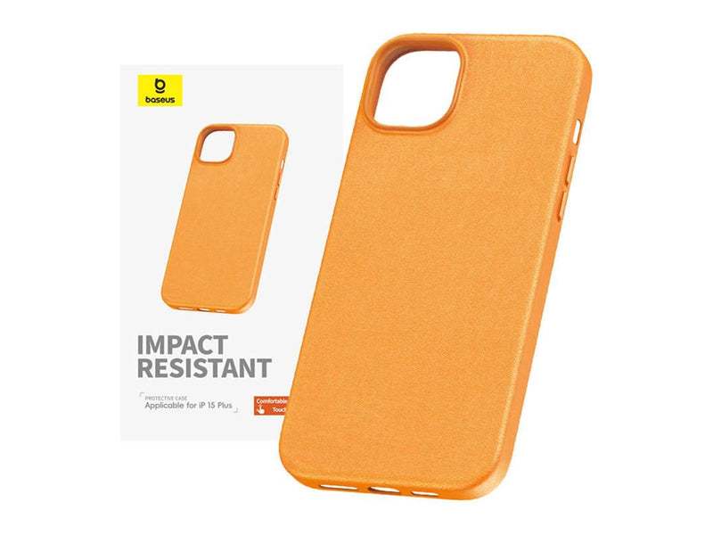 Baseus Phone Case for iPhone 15 Plus  Fauxther Series (Orange)