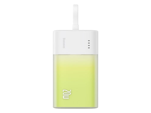 Baseus Popsicle 5200mAh 20W Powerbank with Built-in Lightning Cable (+ White Simple USB-C - USB-C 60W/20V/3A/30cm Cable) - White-Green - 5200 mAh