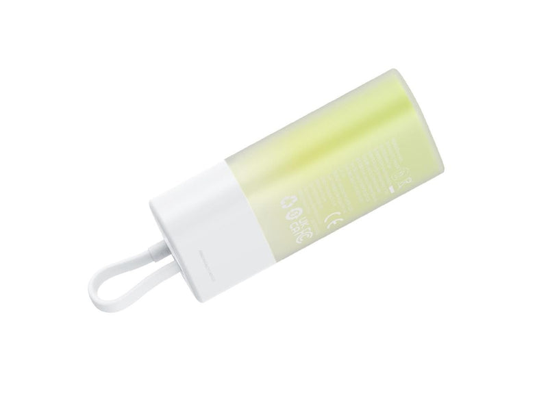 Baseus Popsicle 5200mAh 20W Powerbank with Built-in Lightning Cable (+ White Simple USB-C - USB-C 60W/20V/3A/30cm Cable) - White-Green - 5200 mAh