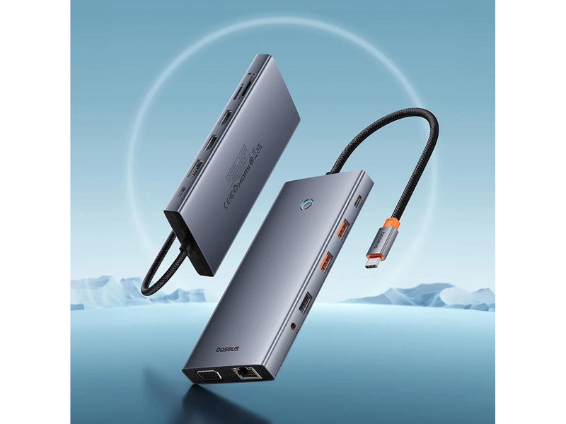 Baseus PortalJoy 13-in-1 Hub USB-C to HDMI+DP+VGA+C+USB+PD+RJ45+SD/TF+3.5mm (gray)