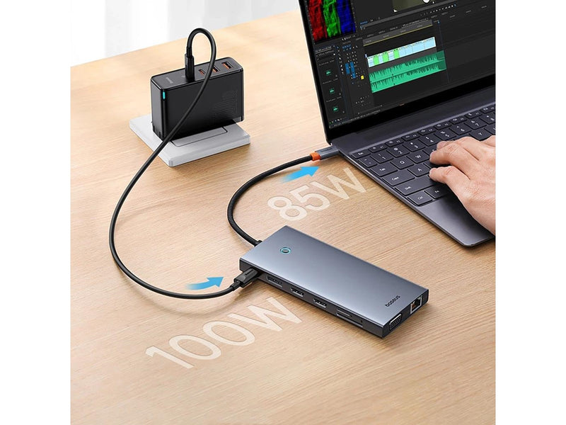 Baseus PortalJoy 13-in-1 Hub USB-C to HDMI+DP+VGA+C+USB+PD+RJ45+SD/TF+3.5mm (gray)
