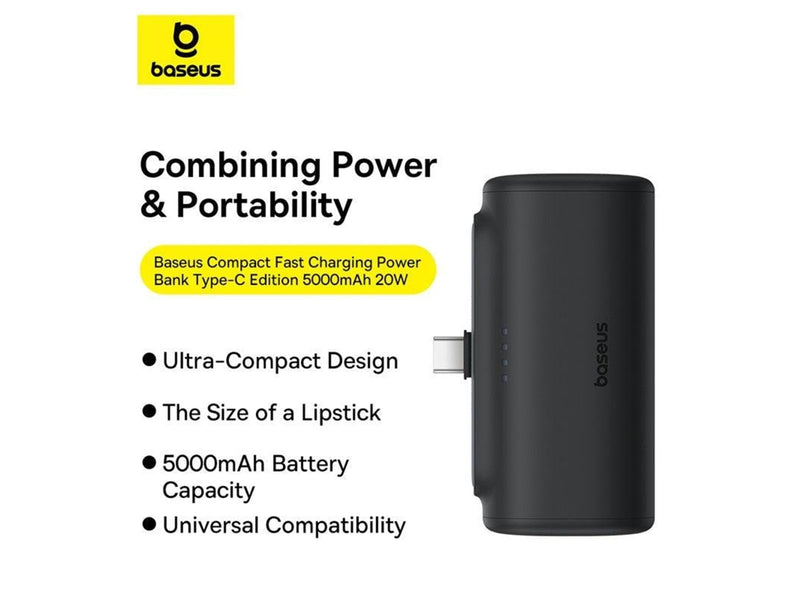 Baseus Powerbank Compact 5000mAh 20W USB-C (black) - 5000 mAh
