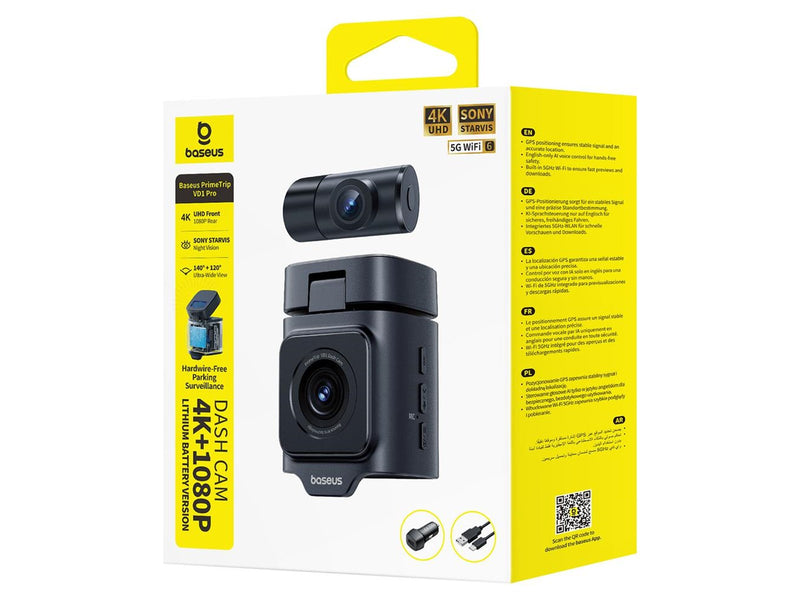 Baseus PrimeTrip VD1 Pro Car DVR 4K+1080p with Battery - Black