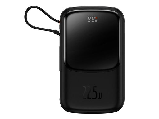 Baseus Qpow Digital Display Fast Charging Power Bank 10000mAh 22.5W QC/PD/SCP/FCP with Built-in USB-C Cable Black - 10000 mAh