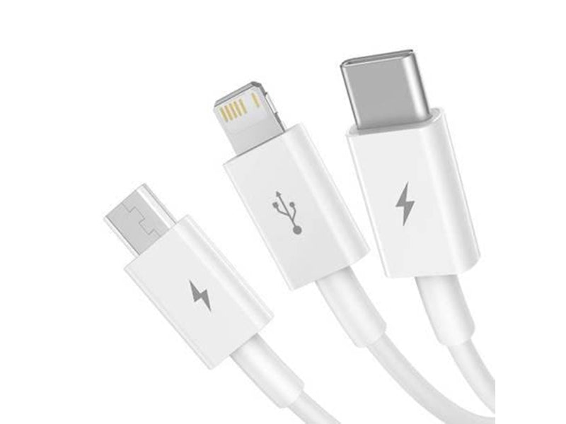 Baseus Quick Charge USB to M+L+C  Superior Data 3.5A 0.5m (White)