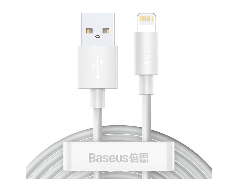 Baseus Simple Wisdom Data Cable Kit USB to Lightning 2.4A (2PCS/Set）1.5m White