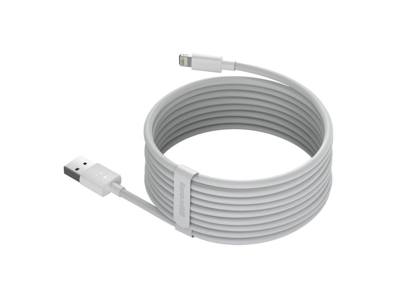 Baseus Simple Wisdom Data Cable Kit USB to Lightning 2.4A (2PCS/Set）1.5m White