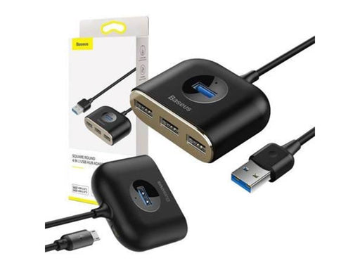 Baseus Square round 4-in-1 USB-Hubs - USB 3.0 - 4 - Schwarz