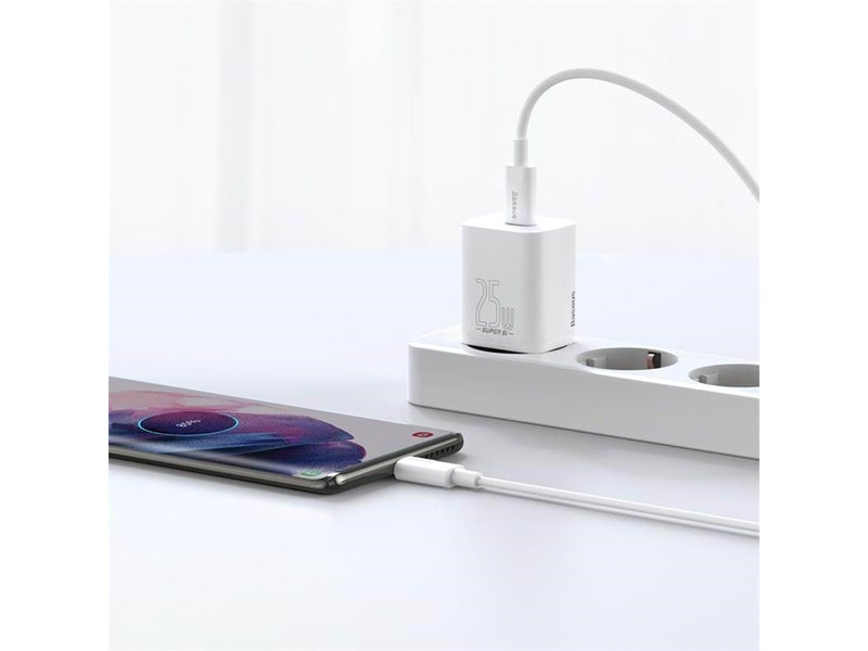 Baseus Super Si Quick Charger 1C 25W with USB-C cable for USB-C 1m (white)