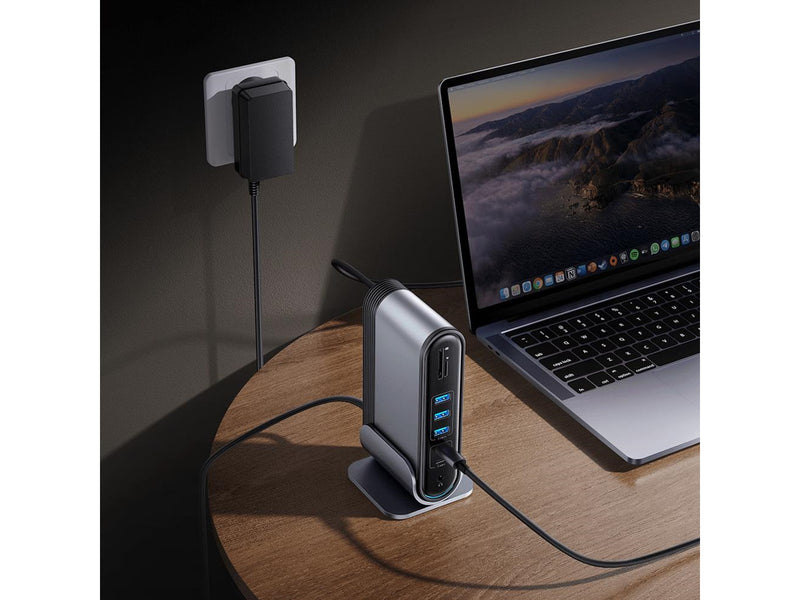 Baseus UnionJoy USB-C Docking Station 2xHDMI4K@60Hz 1xDP4K@60Hz 3xUSB-A3.0 2xUSB-C3.0 2xUSB-A2.0 1xRJ45 PD PC 1xSD+TF 1x3.5mm minijack - Grey USB-Hubs - USB 3.0 - 17 - Grau