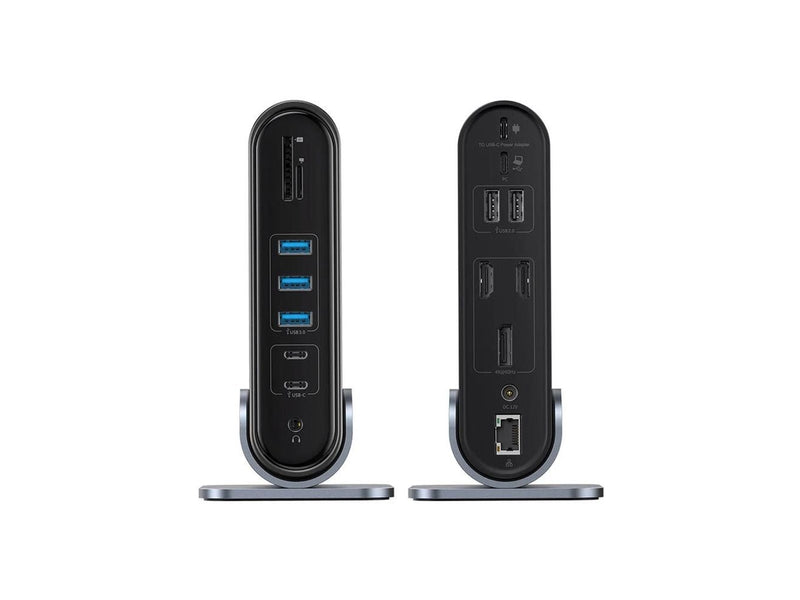 Baseus UnionJoy USB-C Docking Station 2xHDMI4K@60Hz 1xDP4K@60Hz 3xUSB-A3.0 2xUSB-C3.0 2xUSB-A2.0 1xRJ45 PD PC 1xSD+TF 1x3.5mm minijack - Grey USB-Hubs - USB 3.0 - 17 - Grau