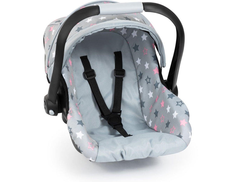 Bayer Design Deluxe Car Seat with Canopy for Dolls - Grey w/ Stars