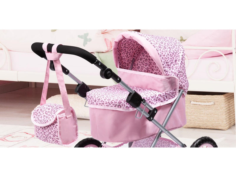 Bayer Design Trendy Doll's Pram - Leopard Pink