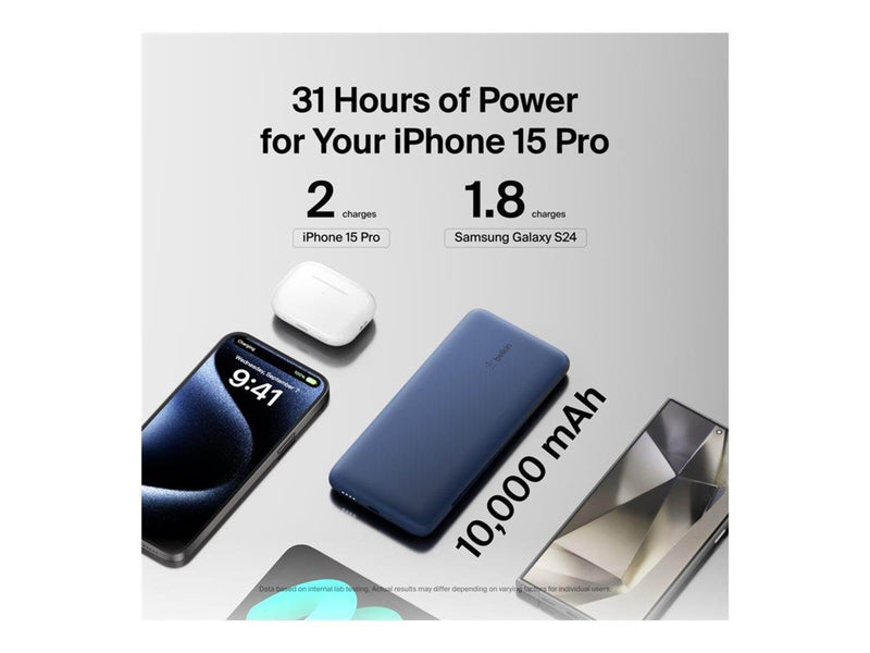 Belkin 10K PD Power Bank with Integrated Cables - 10000 mAh