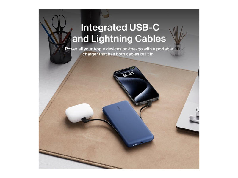 Belkin 10K PD Power Bank with Integrated Cables - 10000 mAh