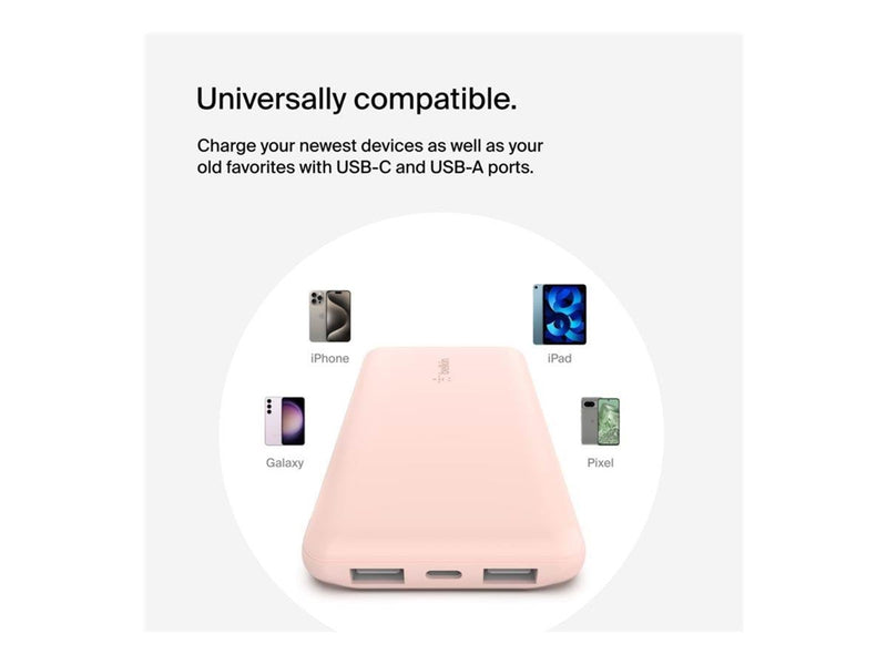 Belkin 10K Power Bank w/USB-C 15W - Rose Gold - 10000 mAh