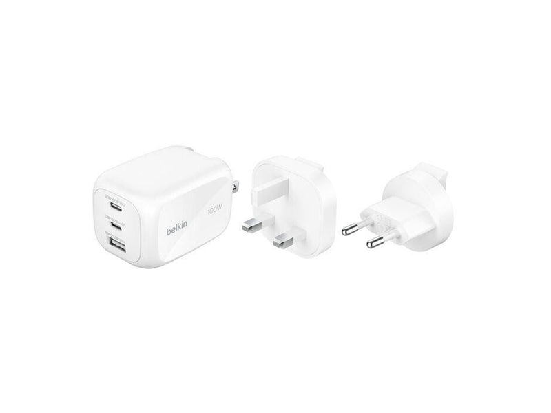 Belkin BOOSTCHARGE 100w 2C1A Wall Charger w interchangable plug tips UK EU US
