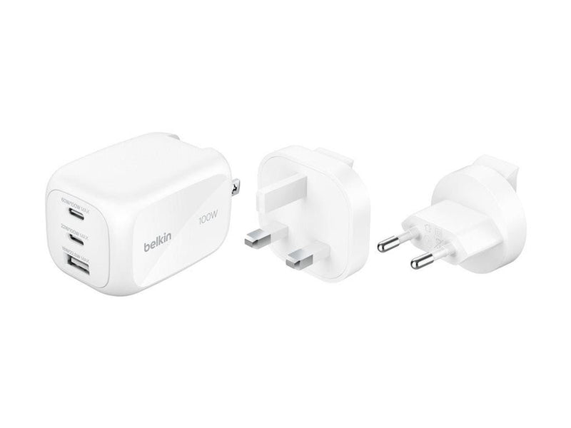 Belkin BOOSTCHARGE 100w 2C1A Wall Charger w interchangable plug tips UK EU US