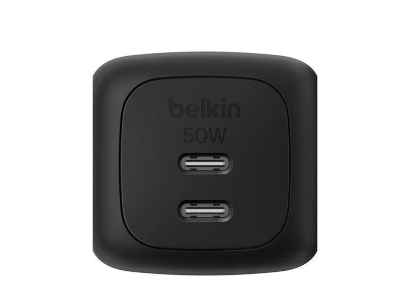 Belkin BoostCharge 50W Dual USB-C PD Wall Charger with PPS - Black