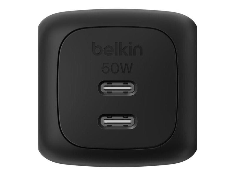 Belkin BoostCharge 50W Dual USB-C PD Wall Charger with PPS - Black
