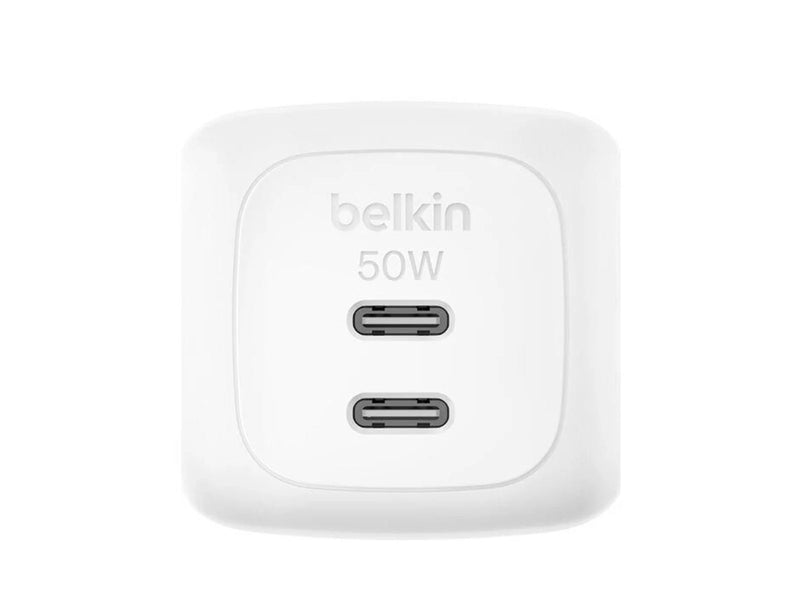 Belkin BoostCharge 50W Dual USB-C PD Wall Charger with PPS - White