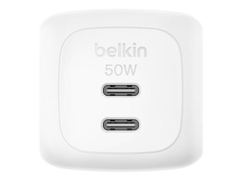 Belkin BoostCharge 50W Dual USB-C PD Wall Charger with PPS - White