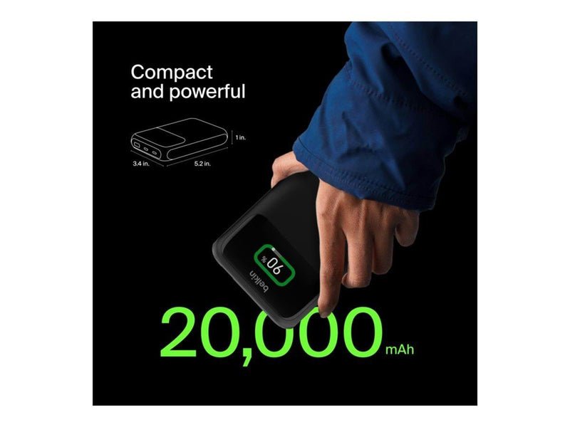 Belkin BoostCharge Pro power bank - 24 pin USB-C USB - 65 Watt - 20000 mAh