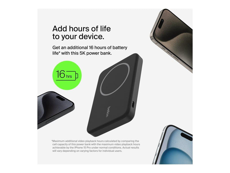 Belkin BoostCharge Pro wireless power bank - magnetic with Qi2 - 24 pin USB-C - 15 Watt
