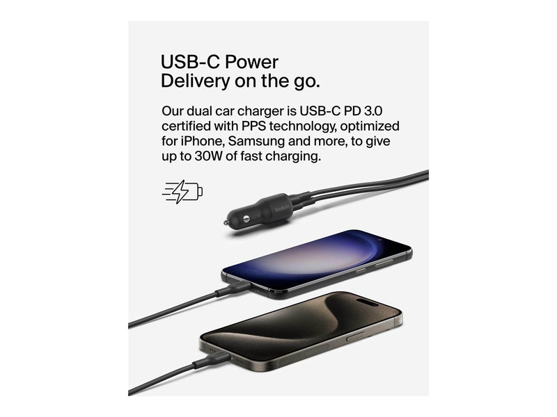 Belkin BoostCharge car power adapter - USB 24 pin USB-C - 42 Watt