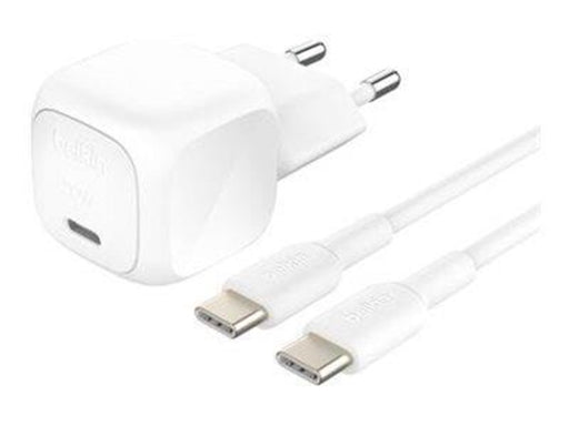 Belkin BoostCharge power adapter - compact - 24 pin USB-C - 20 Watt - with USB-C cable (1m)