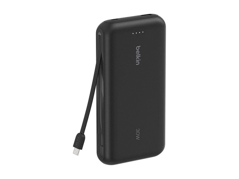 Belkin BoostCharge power bank - with integrated cable - 2 x USB-C USB - 30 Watt - 20000 mAh