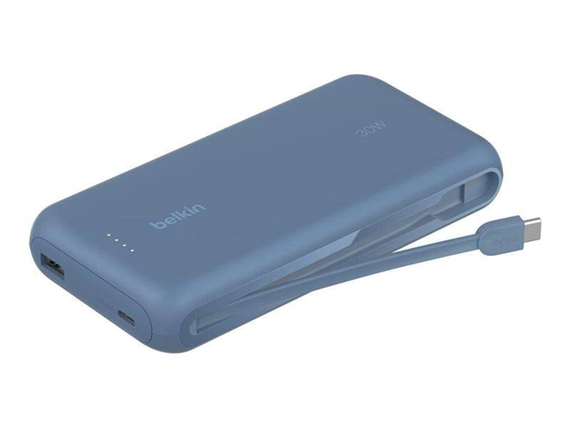 Belkin BoostCharge power bank - with integrated cable - 2 x USB-C USB - 30 Watt - 20000 mAh